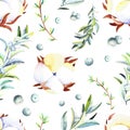 Watercolor winter seamless pattern.